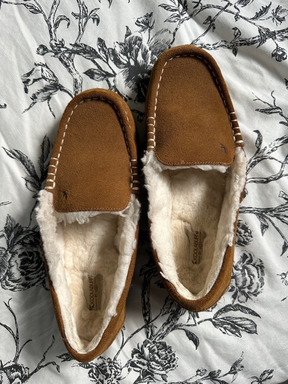Koolaburra Brown Shearling-Lined Moccasin Slippers